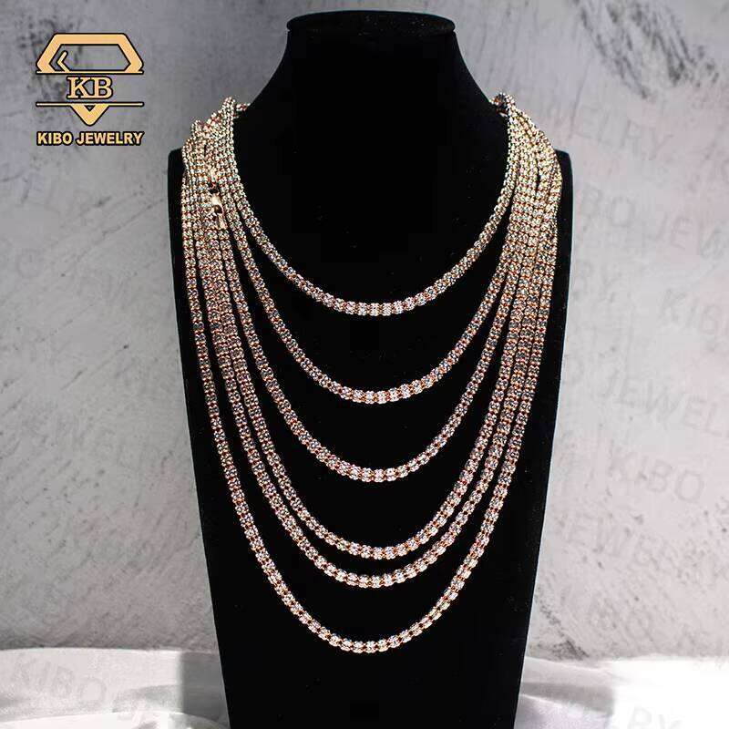 Hot Selling Moon Ice Chain 2024 New Necklace Rose And White Gold Plated 4Mm Tennis Bracelet Mens Jewelry