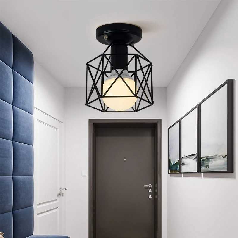 Ceiling Light E27 Iron Lamp Body Indoor Lighting Lights For Aisle Bedroom Vintage Ceiling Metal Cage Fixture Lights 110-240VXJ2500613