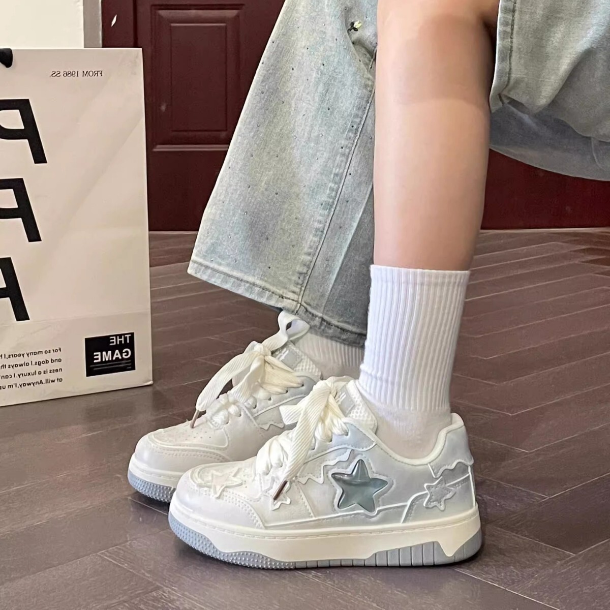 Ddmysports Korean Style Niche Thick Soled Sneakers For Women Ins Trend Autumn New Versatile Sports Casual White Shoes Outdoor Shoes