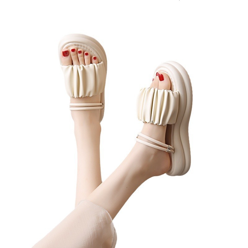 Ddmyoutdoor Stepping On Clouds Sandals For Women Summer New Fairy Style Thick Sole Two Way Wear Soft Beach Half Slippers Outdoor Shoes