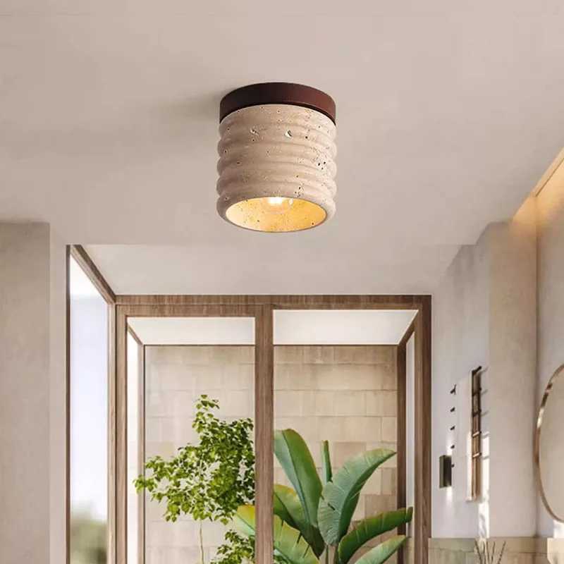 Wabi Sabi Yellow Stone Downlight Foyer Corridor Cave Stone Ceiling Light Balcony Hotel Restaurant Travertine Decorative LED LampXJ2500613