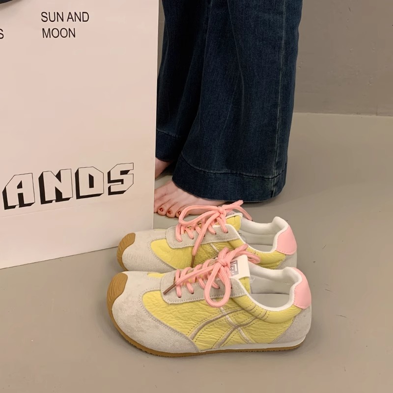 Ddmysports Spring German Training For Women New Color Block Fashion Agan Versatile White Sneakers Board Shoes Outdoor Shoes