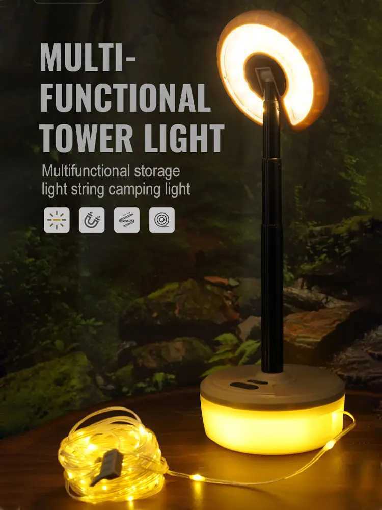 4in1 Camping Lamp Strip LED Atmosphere 10M Length Waterproof Recyclable Light Belt Outdoor Garden Decoration Lamp for Tent Room W250613