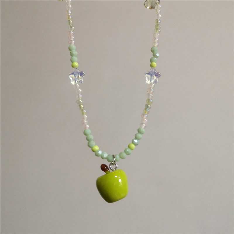 Y2K Summer Cute Cartoon Fruit Tomato Strawberry Ceramic Fish Pendant Beads Choker Necklace Harajuku Charm Jewelry Accessory Gift Z250614