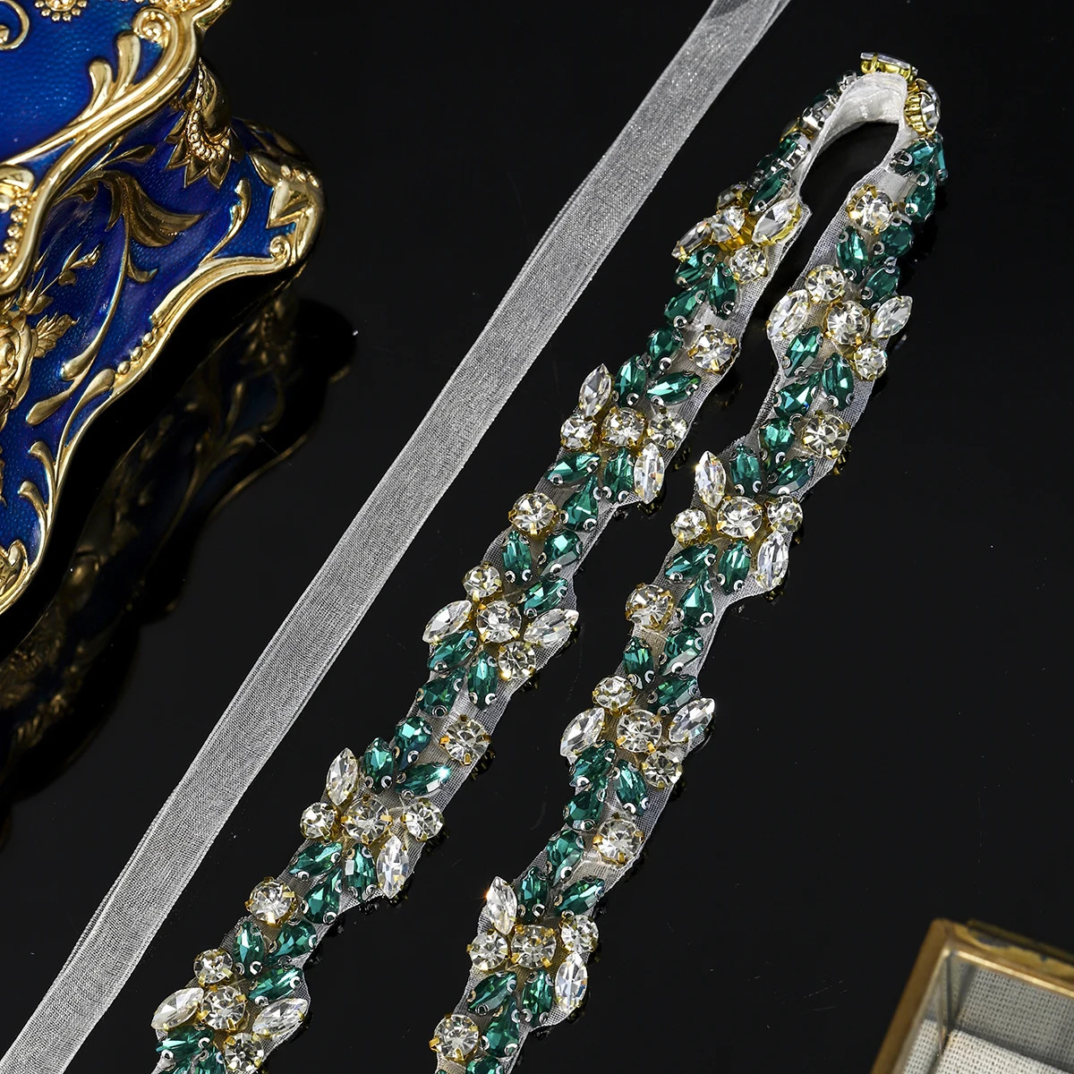 Fashion Green Rhinestone Heavy Duty Hand Sewn Belt For Women Elegant Bride Wedding Dress Waist Chain Daily Jewelry Girdle 250610