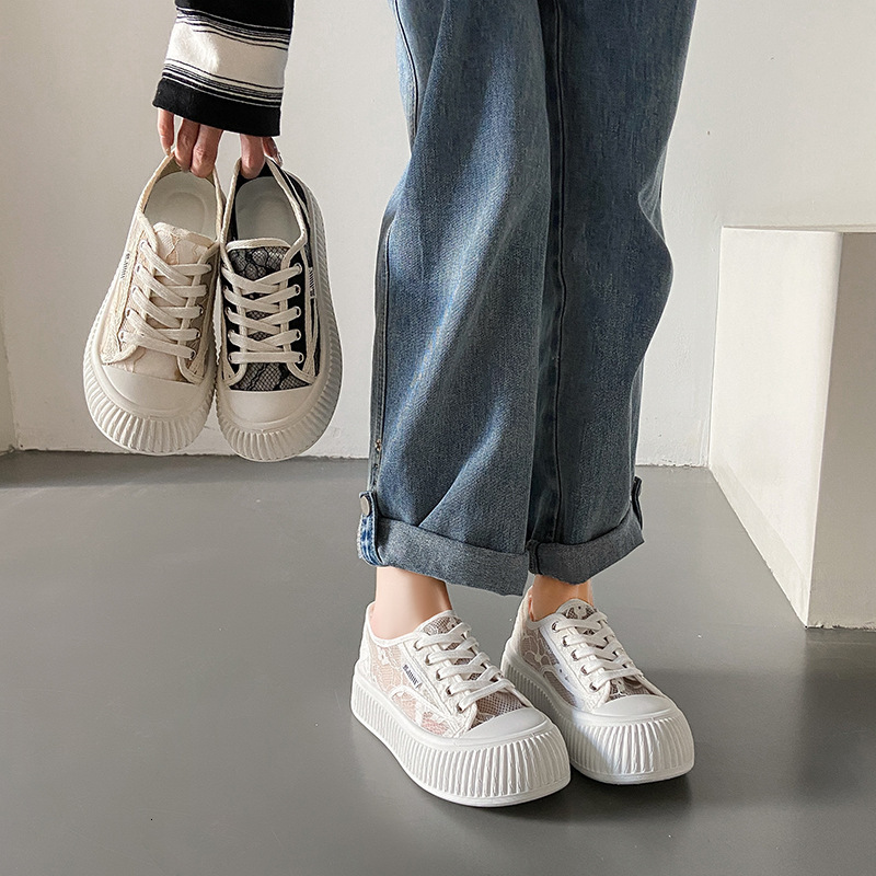 Ddmysports Summer New Breathable Chunky Sneakers Students Versatile Canvas Women Casual Ins Style Platform Shoes For Dt Outdoor Shoes