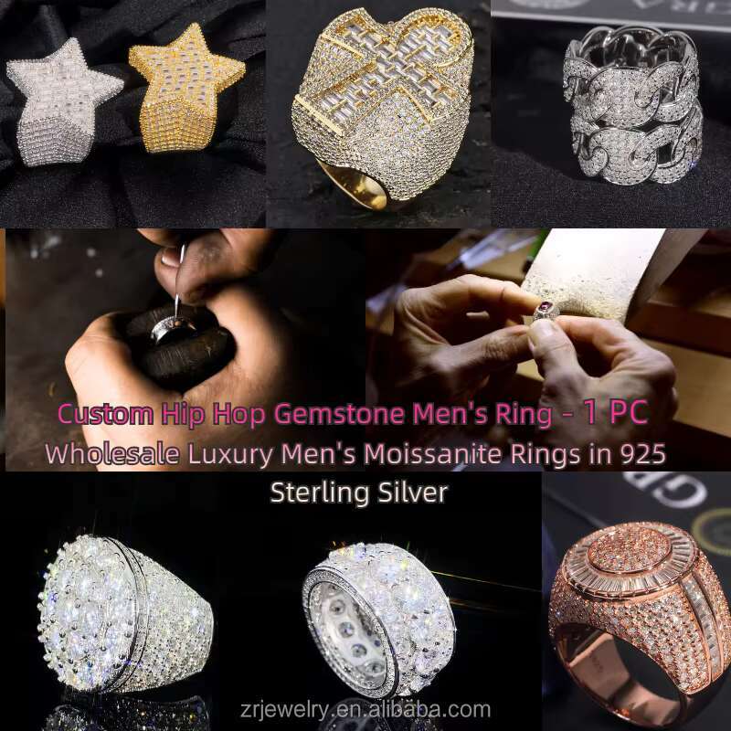 Men Rings Moissanite Gra Certificate Vvs D Moissanite 925 Sterling Silver Wedding MenS Iced Out Moissanite Star Ring