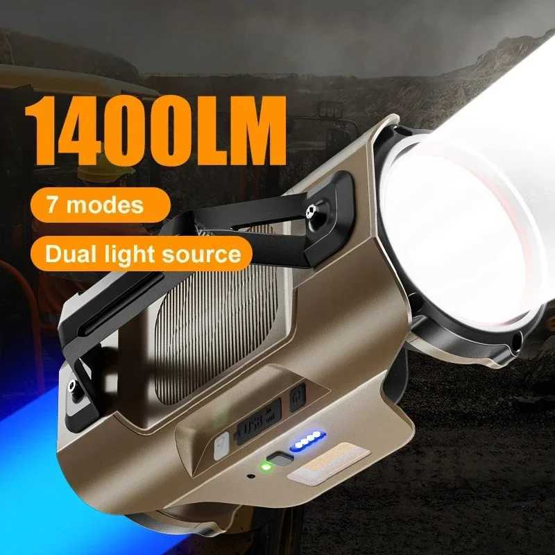 1400LM Dual Light Headlamp with 10 Modes Hand Sensor IPX5 Water Resistant Adjustable Holder for Camping and Hiking 7 sold W250613