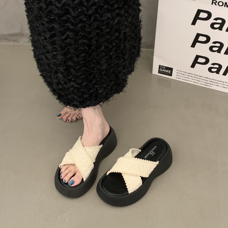 Ddmyoutdoor Thick Sole Fragrance One Strap For Women New Summer Outdoor French Style Small Beach Sandals Outdoor Shoes