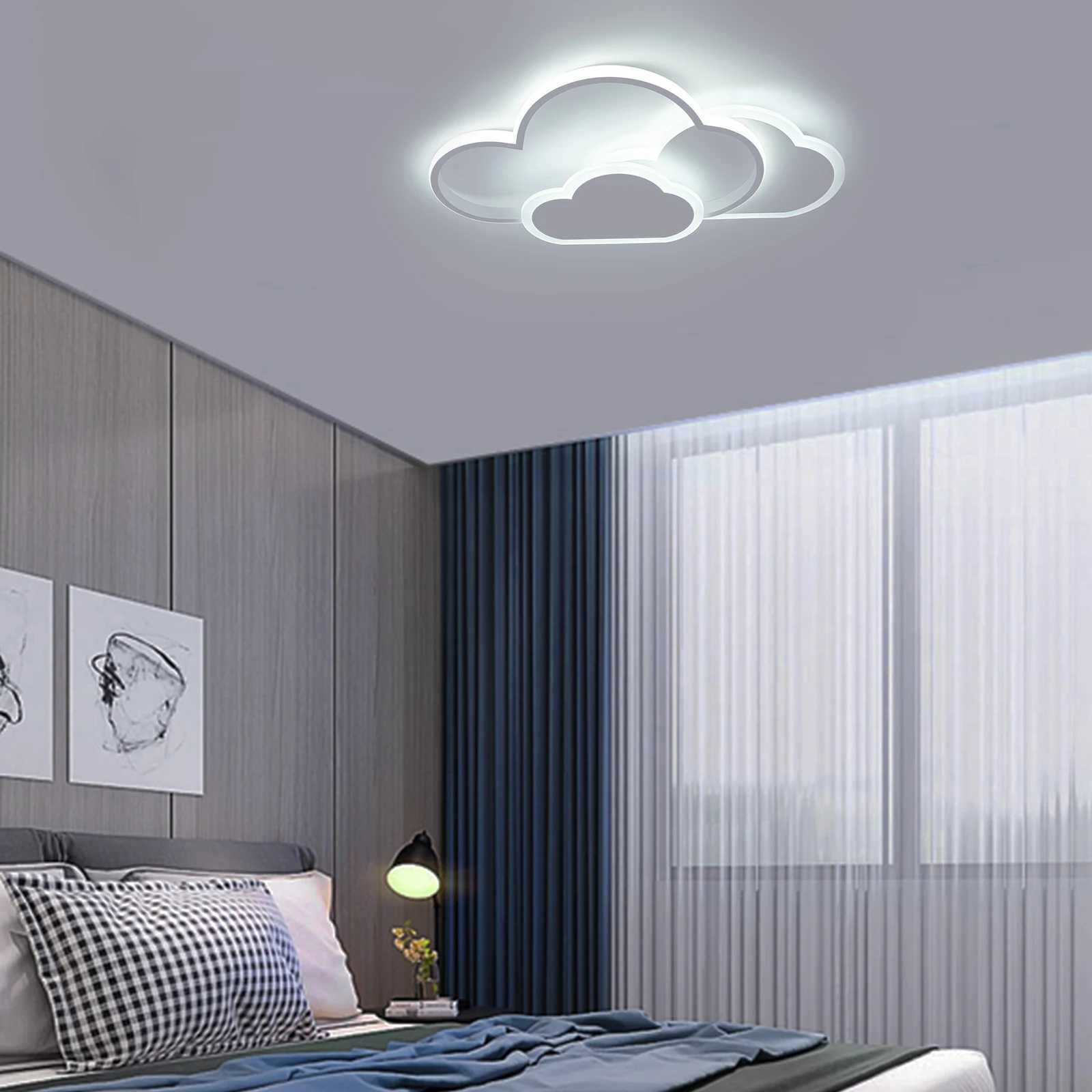Cloud Shape LED Ceiling Light Fixture Modern 3-Color Lighting Acrylic Ceiling Lamp for Living Room Bedroom Kids Room 52x31cm XJ2500613