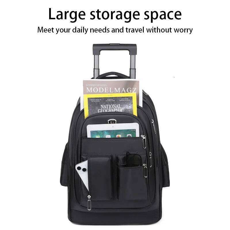 Large Capacity Mute Wheel Pull Bar Multifunction Travel Backpack Students Schoolbag Lage Bag