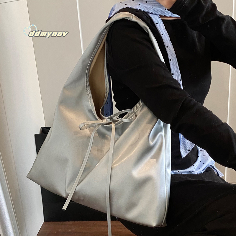 Korean Style Casual Crossbody for Women 2025 Spring New Sweet Simple Underarm Bag with Strap and Bowknot Handbag ddmynov