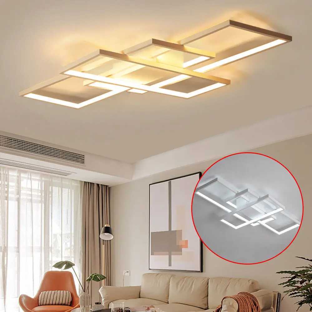 LOYALHEARTD Modern LED Square Ceiling Light Dimmable Flush Mount Living Room Chandelier Lamp W/ Remote XJ2500613