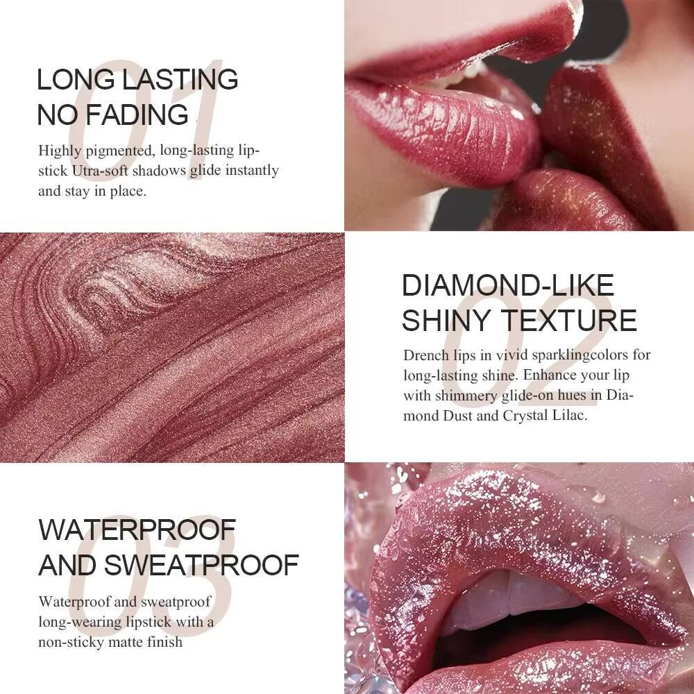 6Color Pearlescent Velvet Lipstick Pen Multipurpose Long-Lasting Moisturize Waterproof Brighten Glitter Lip Makeup Cosmetic Tool happy