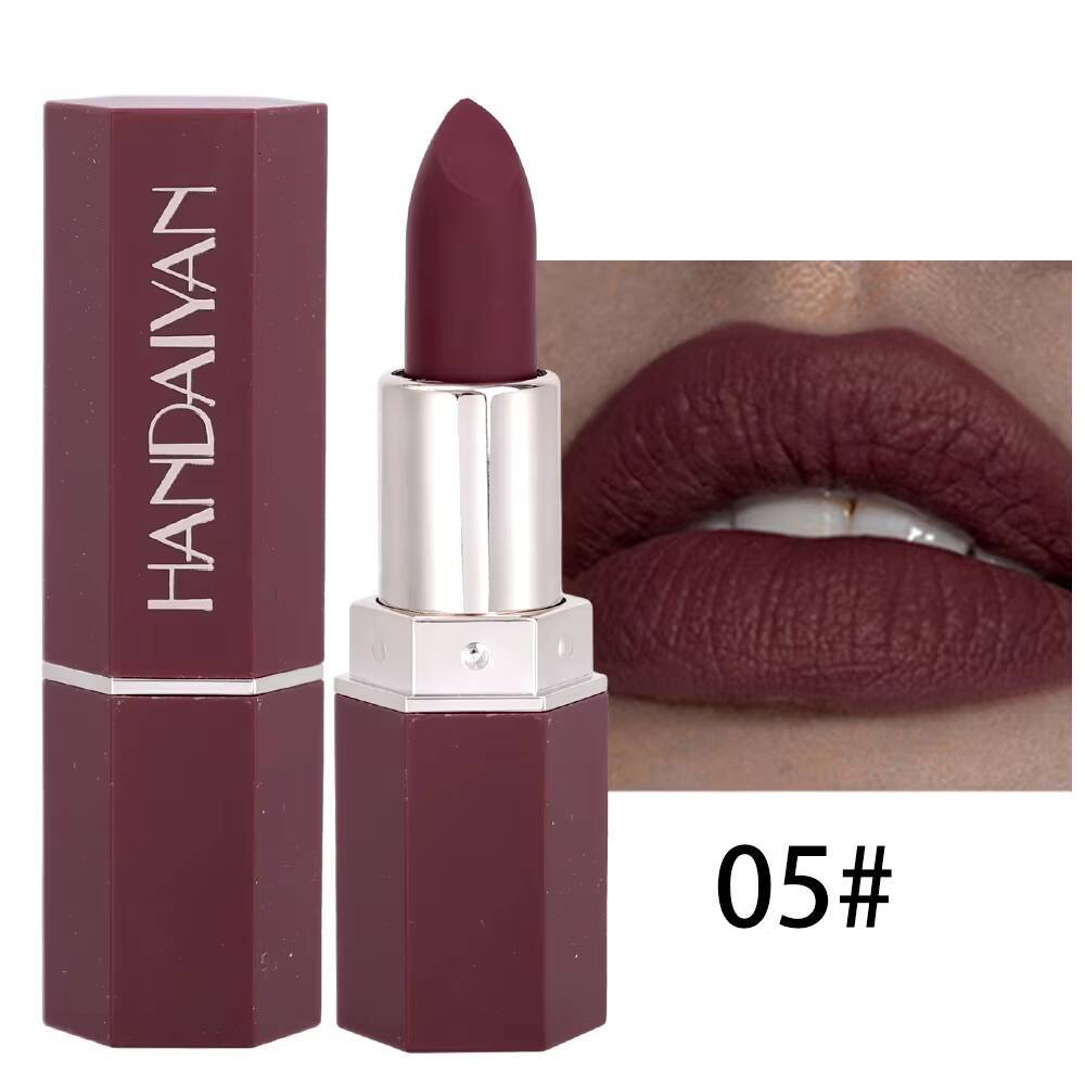 Waterproof Nude Matte Long Lasting Lip Stick Not Fading Sexy Red Pink Velvet Lipsticks Makeup Cosmetic Batom 6 Colors happy