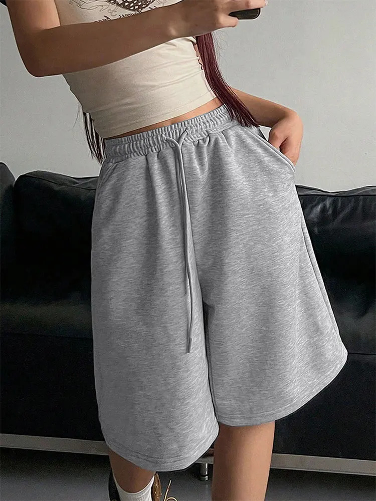 Womens Shorts Summer Streetwear Fashion Casual Slim Laceup Elegant Female Personality Versatile Knitted Loose Pants 250614