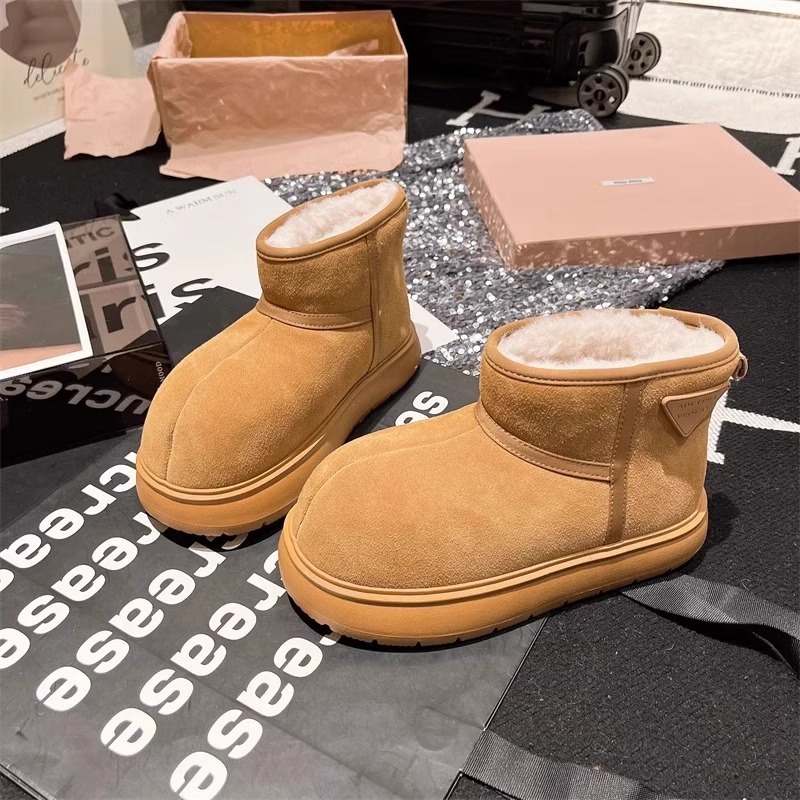 Ddmysports Warm Thick Soled Snow For Women New Winter Outdoor Fleece Lined Thickened Big Head Short Boots Northeast Cotton Shoes Outdoor Shoes