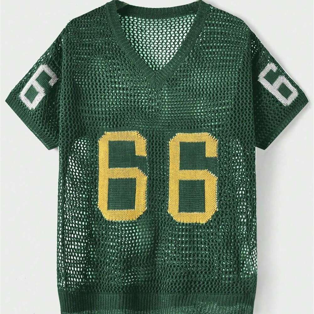 Autumn New Solid Color V-Neck Embroidered Loose Casual Sexy See-Through Short Sleeve T-Shirt Top For Women B5