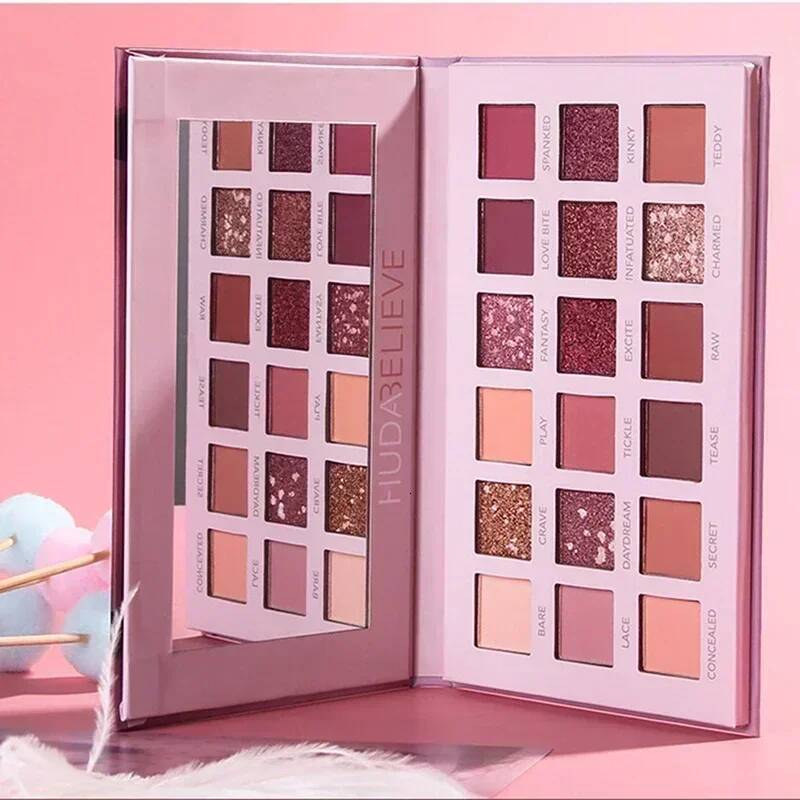18 Colors Glitter Eyeshadow Palette With Mirror Pearlescent Matte Shimmer Pigment Nude Long Lasting Eye Shadow Makeup