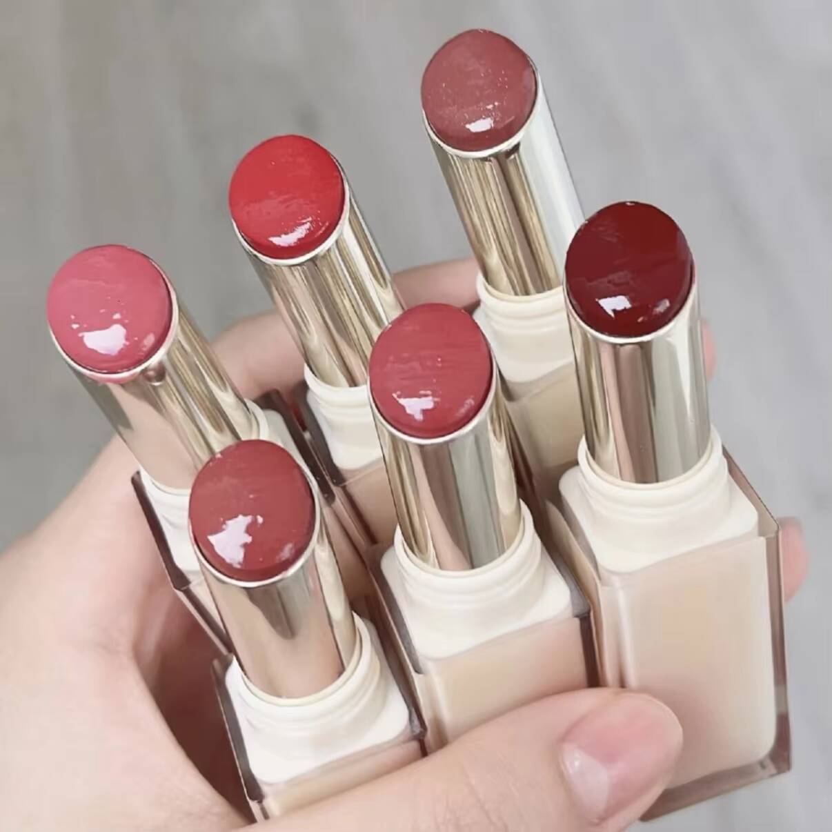 JOOCYEE Crystal Ice Lipstick Solid Moisturizing Lipgloss Long-lasting Non-stick Cup Jelly Lip Glaze Natural Nude Color happy