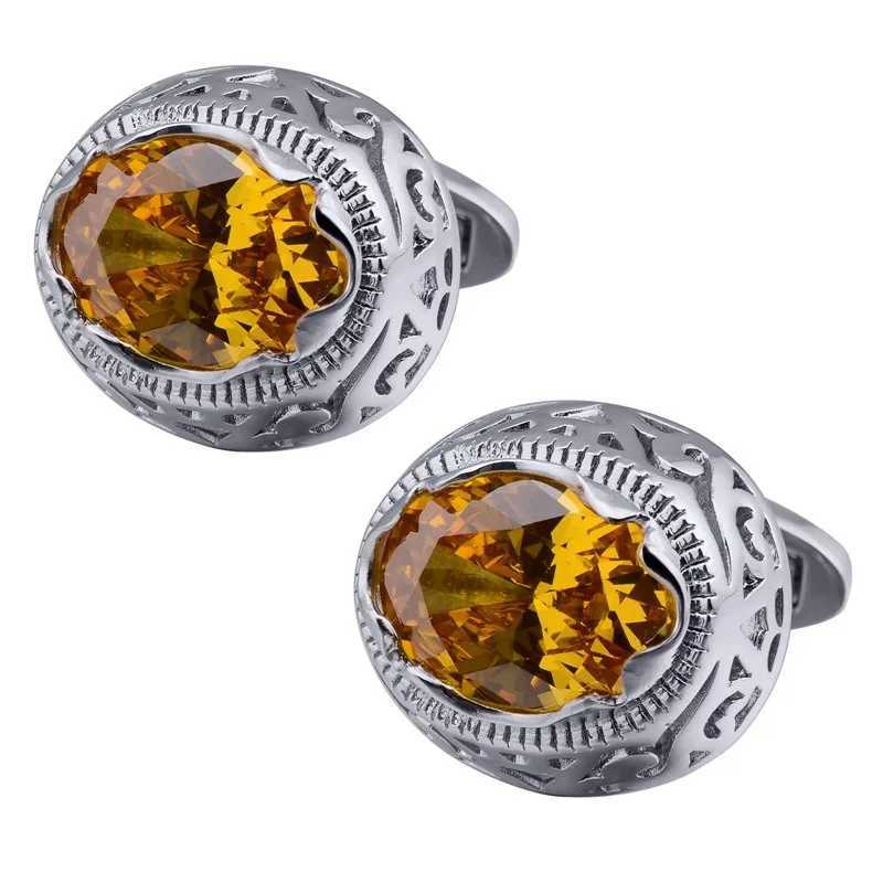 Mens High-end Hollowed Out Zircon Cufflinks Oval Pigeon Egg Gemstone French Sleeve Nail Accessories Casual Business Gifts XJ250614