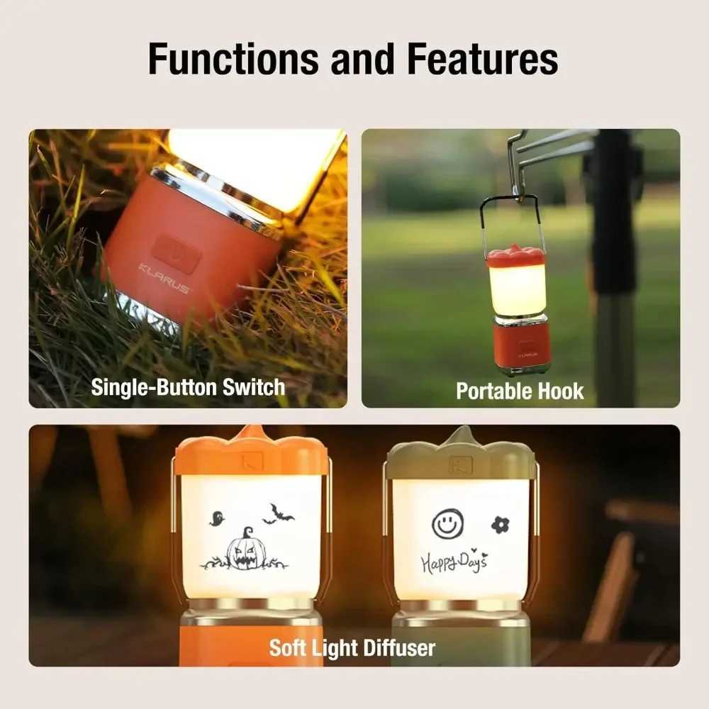 KLARUS CL8 Small Camping Lantern Light Pumpkin Pocket Rechargeable Camping Flash Light Tent Light Hanging Hook W250613