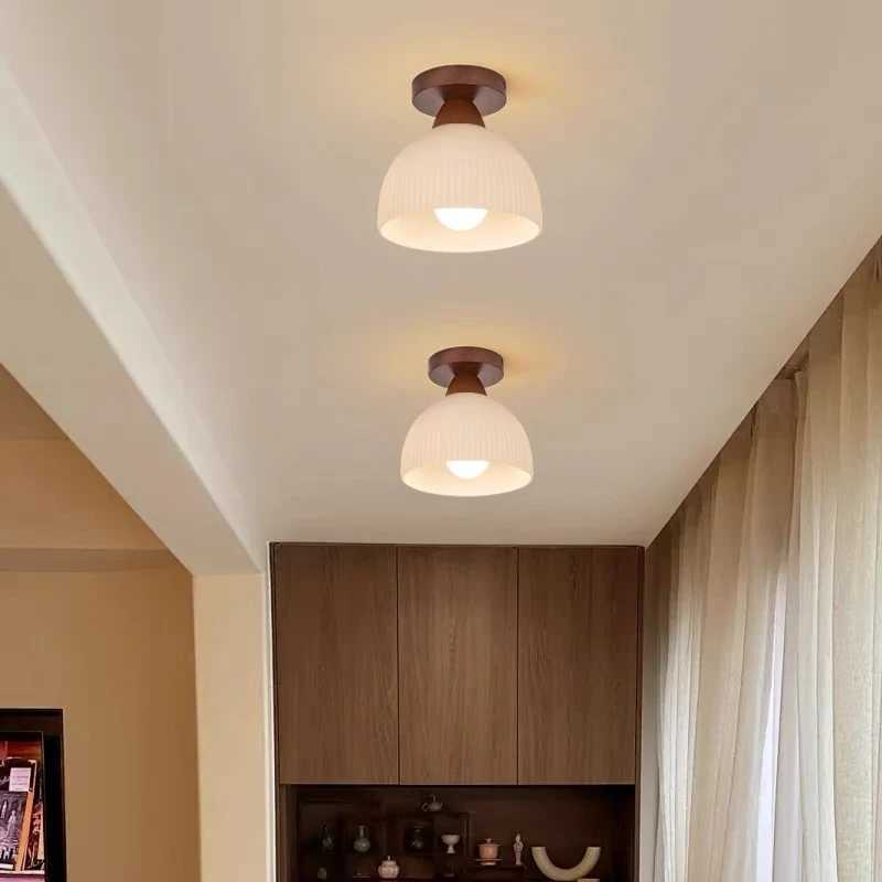 Walnut LED Ceiling Chandelier Lights Decoration Aisle Corridor Living Room Light Home Lighting Modern Ceiling Lamp Luminaria XJ2500613