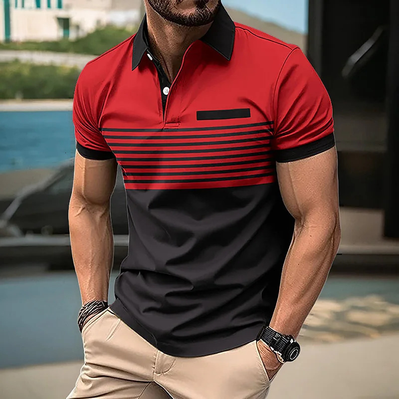 Mens Summer Casual Short-Sleeved Polo Shirt Business Casual Breathable T-Shirt Mens Sport Top European and American plus size 250529