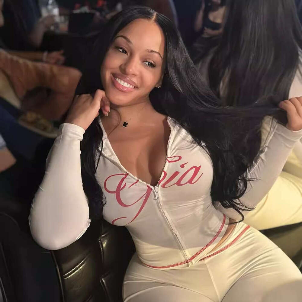 Summer New Slim Fit Letter Print Design Hooded Zipper Short Jacket And Long Pants Set B5