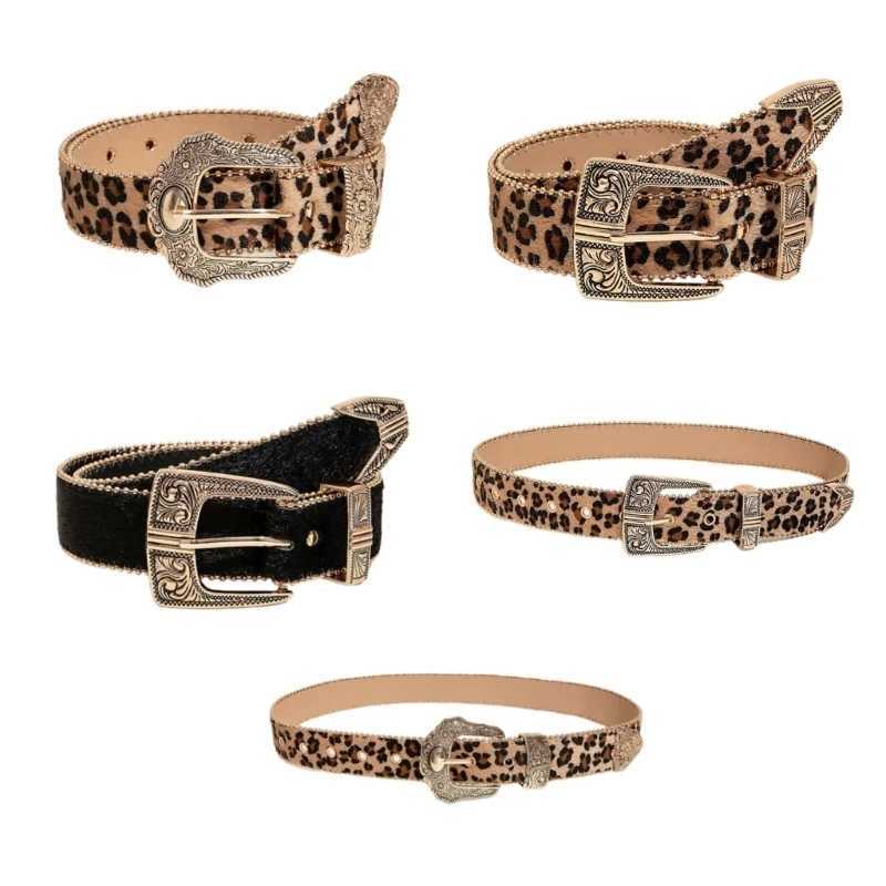 652F Leopard Pattern Belt for Women Fashion Waist Belt 2000s Girl All Matching Belt for Teens Western Belt Vintage Waistband X250614