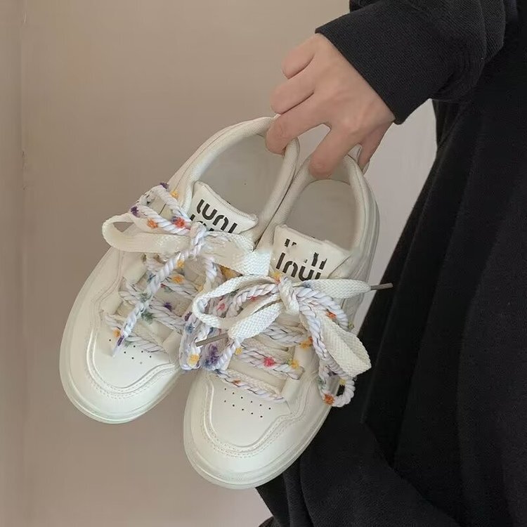 Ddmysports New Leather White Thick Sole Casual Versatile Sneakers To Match Skirts Make Feet Look Smaller Spring And Autumn Women S Shoes Outdoor Shoes