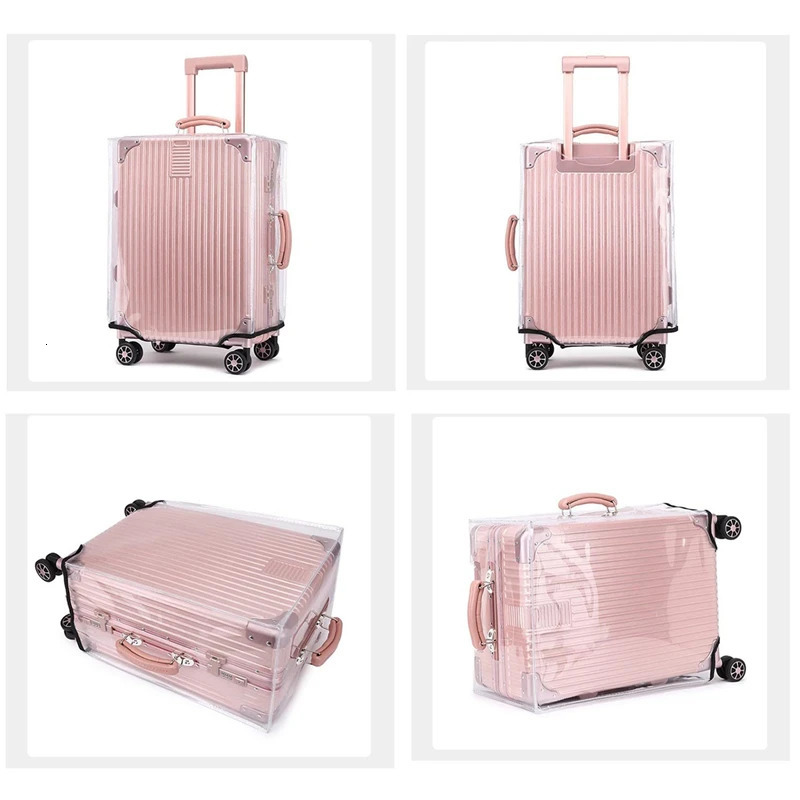 1PC PVC Luggage Cover Transparent For Travel Protective Case With Handle Dustproof Waterproof Practical Design 250614
