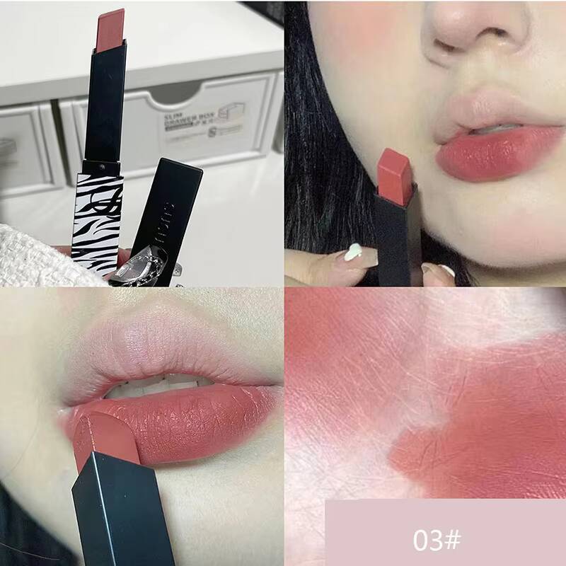 Matte Lipstick Nude Smoked Rose Colour Velvety Lip Tint Solid LipGloss Waterproof Makeup Long Lasting Cosmetic happy