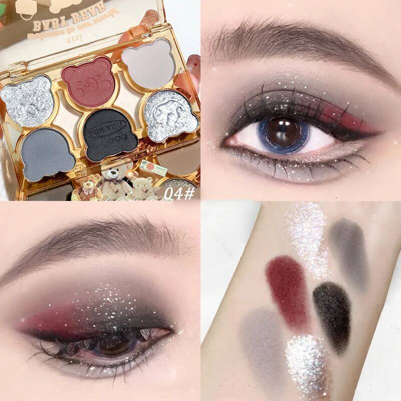 6 Colors Iris Purple Glitter Pearly Eyeshadow Palette Fashion Korean Shiny Shadow Charming Eye Makeup