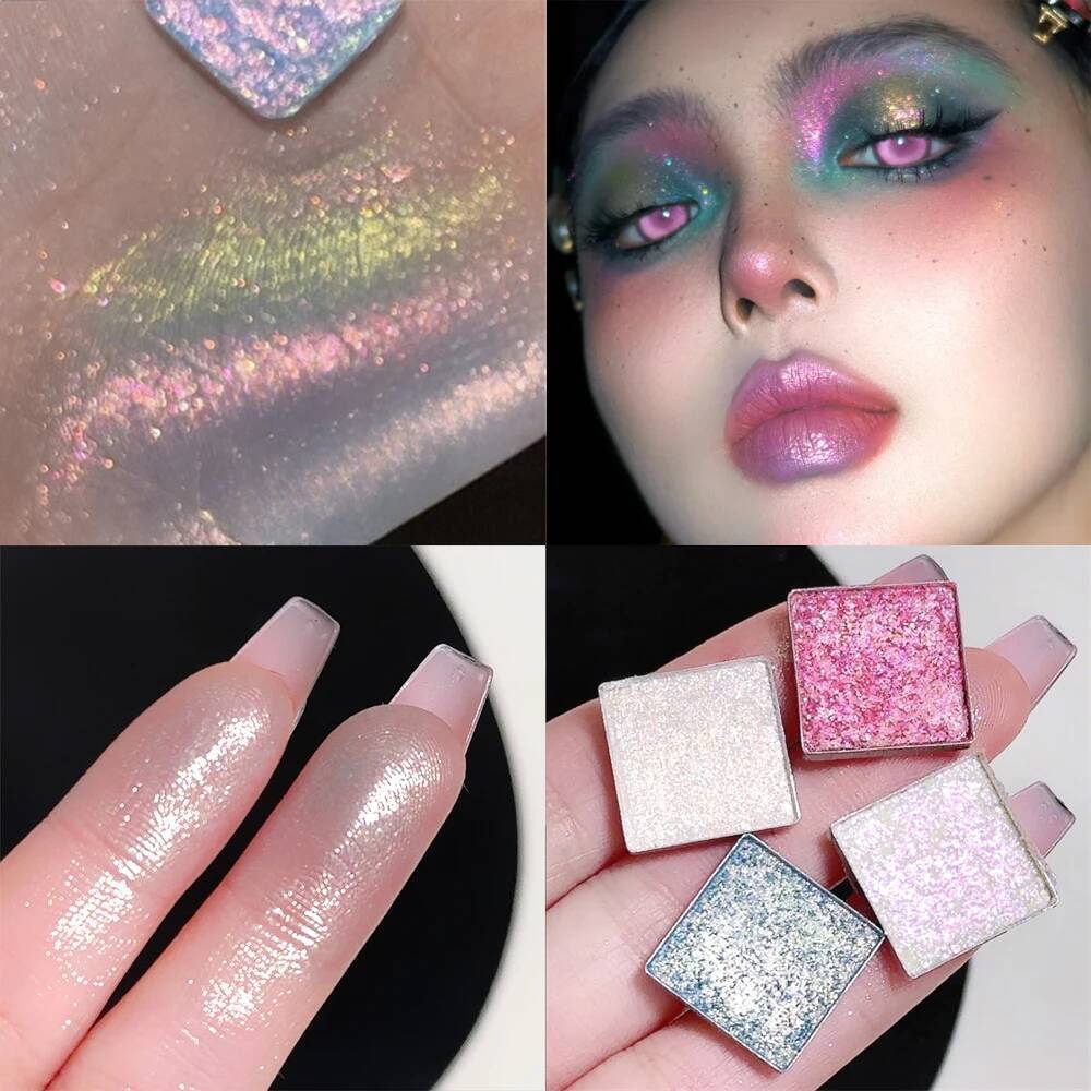 Monochrome Waterproof Discoloration Eyeshadow Palette Highlighter Powder Makeup Lasting Bright Shiny Chameleon Eye Illuminator