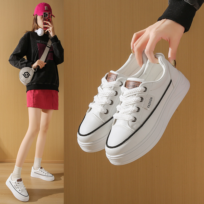 Ddmysports White Sneakers For Women Spring New Korean Style Ins Thick Sole Casual Sports Versatile Board Shoes Street Shooting A Outdoor Shoes