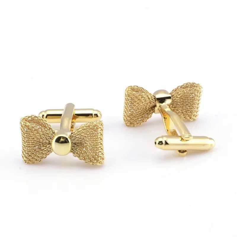 New Trendy Metal Bow Cufflinks Gold Silver Color Business Party Shirts for Cufflinks High Quality Jewelry Men Gifts Accessories XJ250614