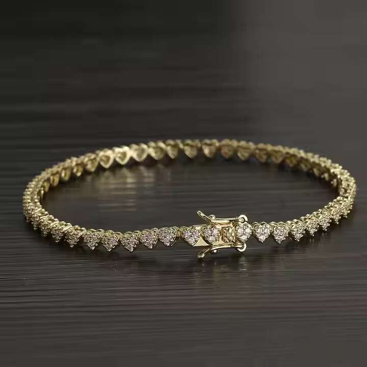 6-Inch Heart-Shaped Moissanite Diamond Tennis Bracelet 925 Silver/10K Gold Perfect Gift for Anniversary Birthday Valentines Day