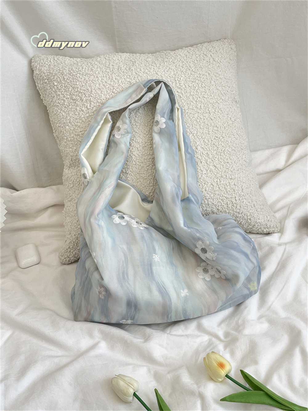4692 Chinese Style Embroidered Artistic Fresh Fairy Canvas Single Shoulder Handbag Commuter Large Capacity Vest Bag ddmynov