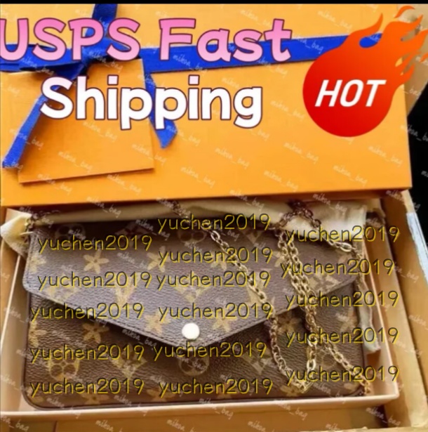 Luxurys Designer Tote Bags Women Crossbody Genuine Leather Purse Fashion Flower Lady 3 Multi FELICIE POCHETTE Chain Shoulder Bag ladies Wallets