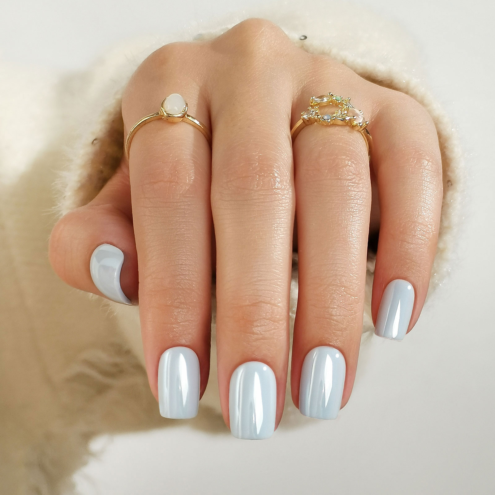 Soft Gel Blue Chrome Nail Art Kit Squared Shaped Stickers | Perfect For All Skin Tones