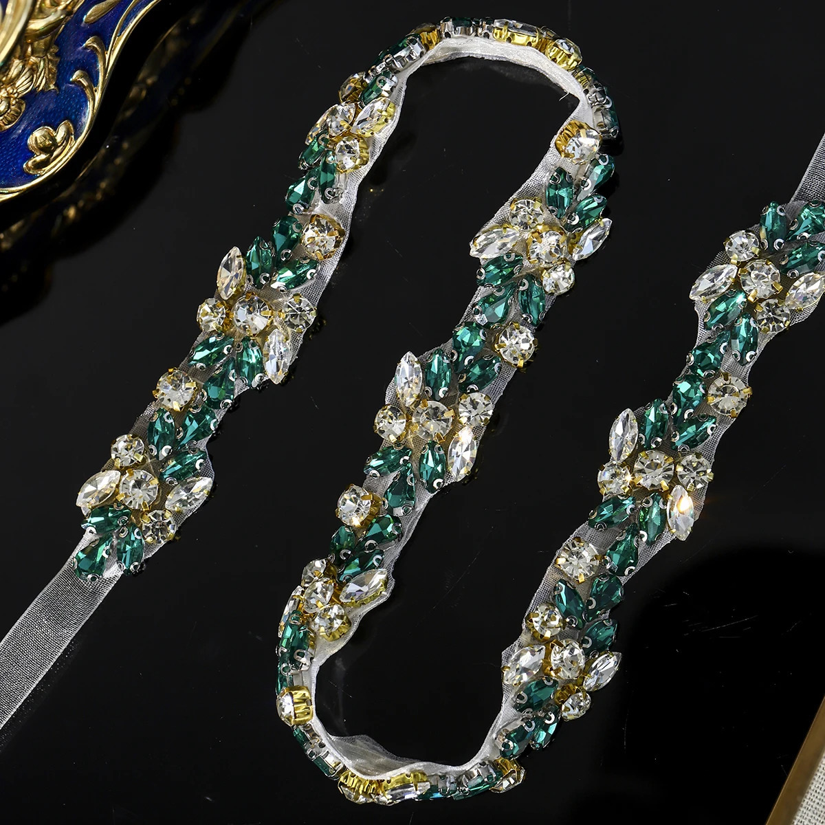 Fashion Green Rhinestone Heavy Duty Hand Sewn Belt For Women Elegant Bride Wedding Dress Waist Chain Daily Jewelry Girdle 250610