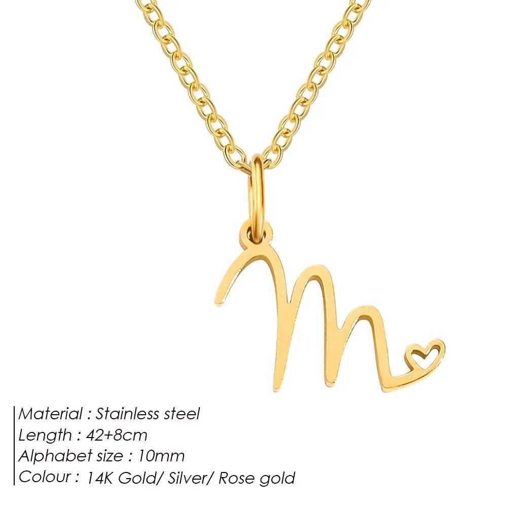 Delicate necklace for women stainless steel DIY 26 initial heart irregular charm pendant name custom chain birthday gift Z250614