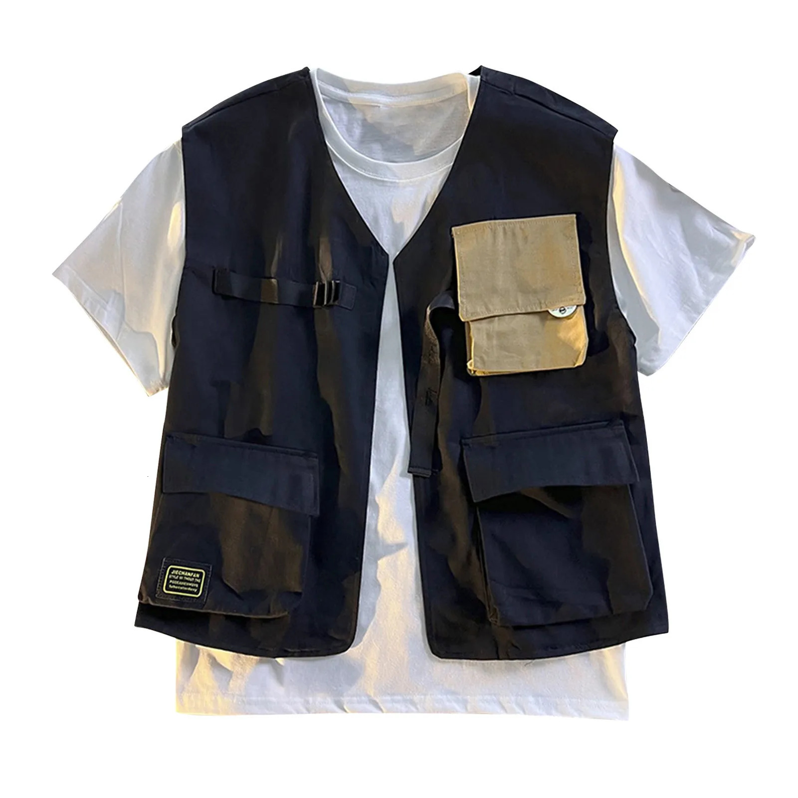 MenS Cargo Vest Casual Coats Multi Pocket Outdoor Fashion Coat Soild Sleeveless Waistcoat For Male Comfy Work Wear Ropa Hombre 250610A