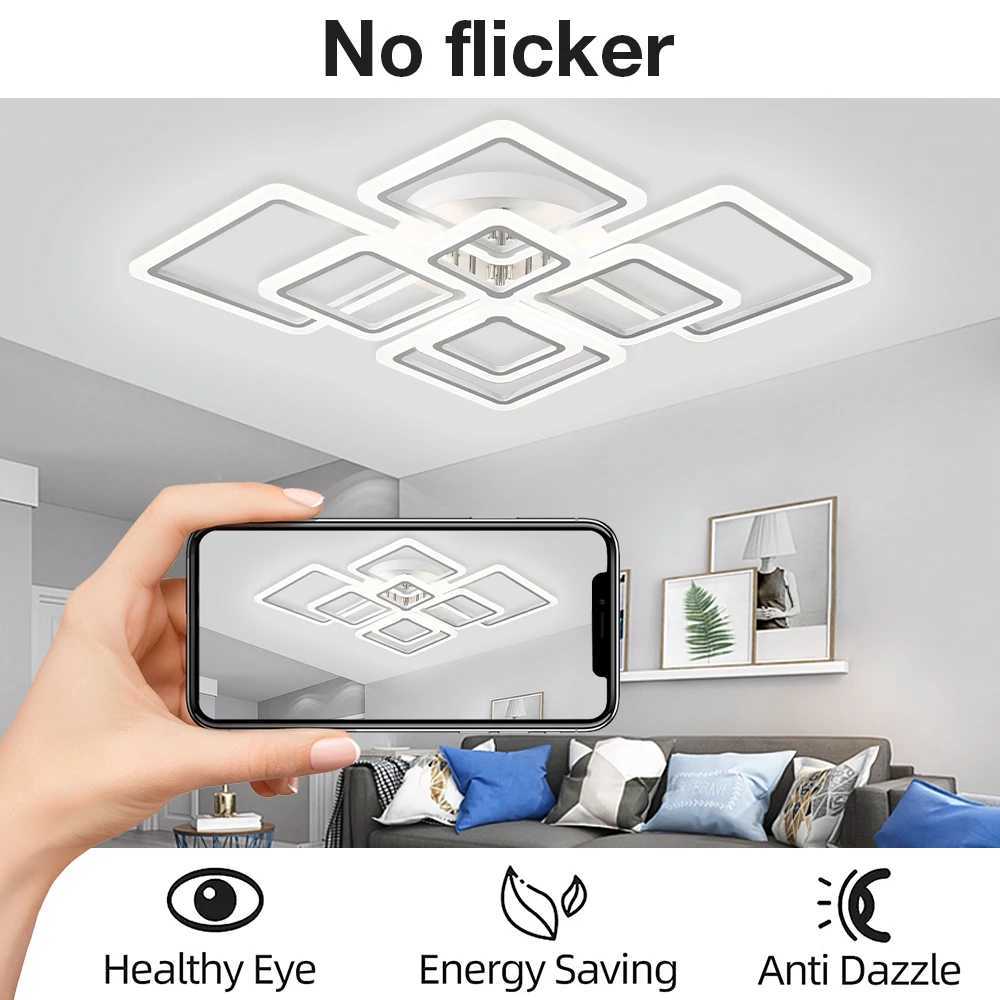 Modern LED Ceiling Lamp Fixture Flush Mount Ceiling Light for Bedroom Dimmable Ceiling Light with Remote for Living Dining Room XJ2500613