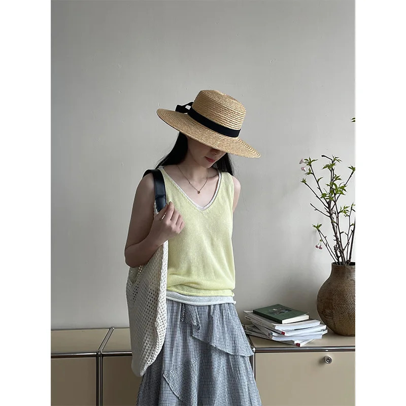 Twopiece Knit Tank Tops For Women 25 Summer Vneck Shoulder Top 250612