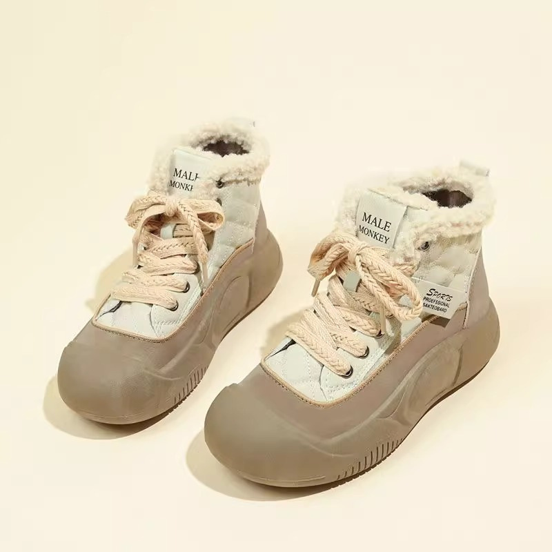 Ddmysports Women S Winter Snow Boots Fleece Lined Thickened Warm Thick Soled Height Increasing Sports Dad Shoes Cotton For Outdoor Shoes