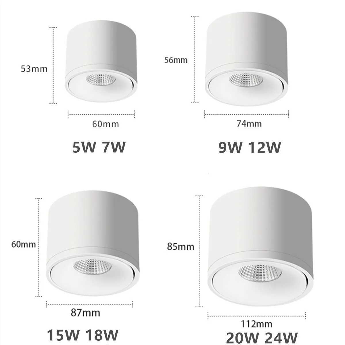 Dimmable LED downlight Ceiling light Surface mounted AC 7W 10W 12W Indoor white/black ceiling light Rotatable COB spot light XJ2500613