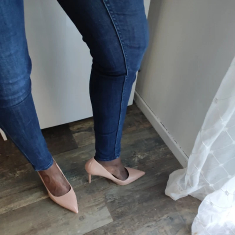 Women 7.5cm 10.5cm High Heels Wedding Bridal Classic Pumps Lady Scarpins Metallic Leather Low Heels Stiletto Nude Office Shoes 250613