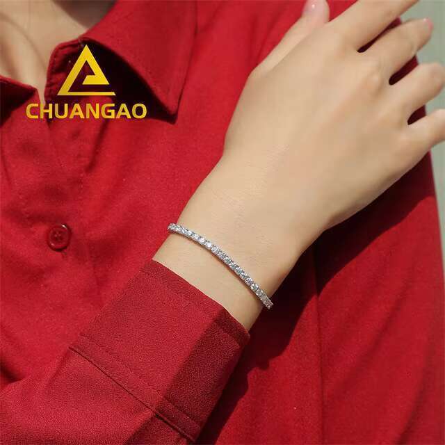 925 Sterling Silver Moissanite Bracelet with VVS Pass Diamond Tester Gold Plated Charm Bracelets